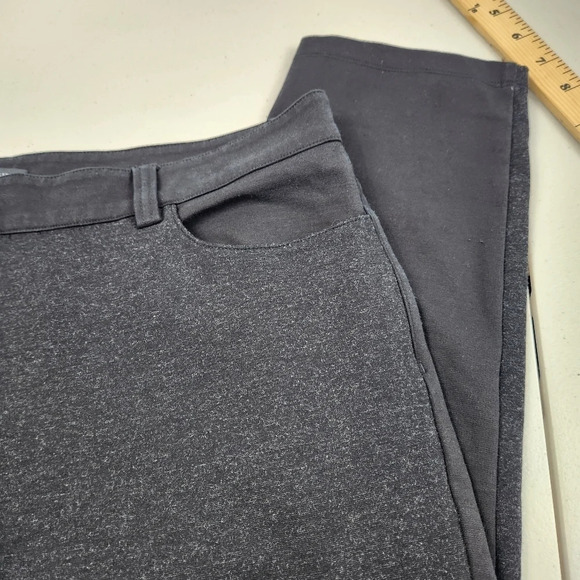 Eileen Fisher Slim Leg Knit Pants Black Dark Gray Panel Mixed Media Size 12 - Picture 4 of 14